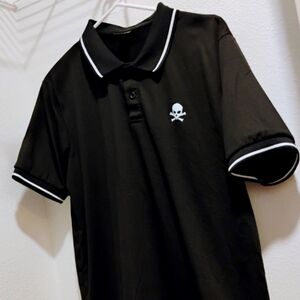 Men's Skull Black Polo Small